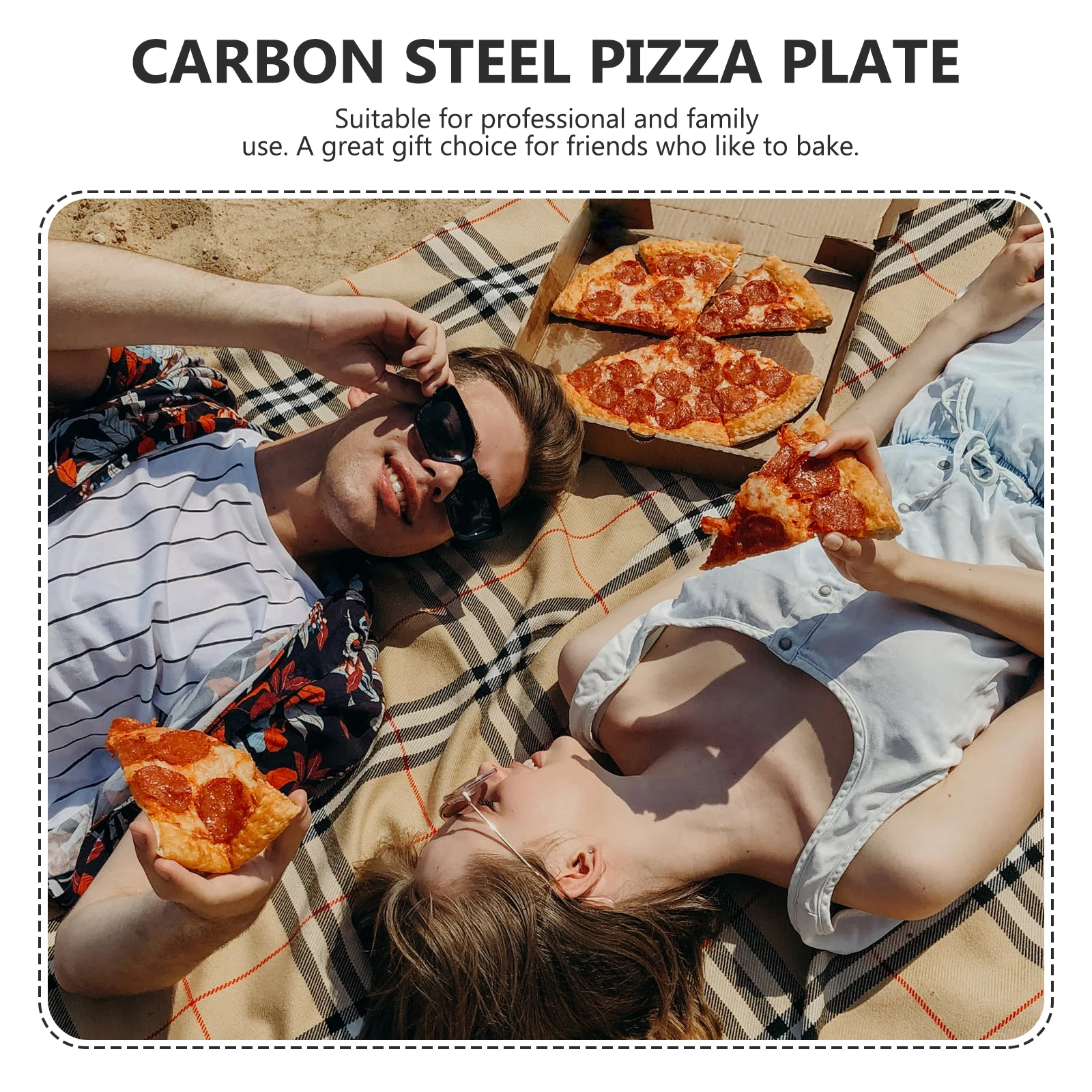

2Pcs Carbon Steel Pizza Tray Nonstick Pizza Baking Pan Oven Kitchen Supply Storage Plate Anti-Stick Baking Tray