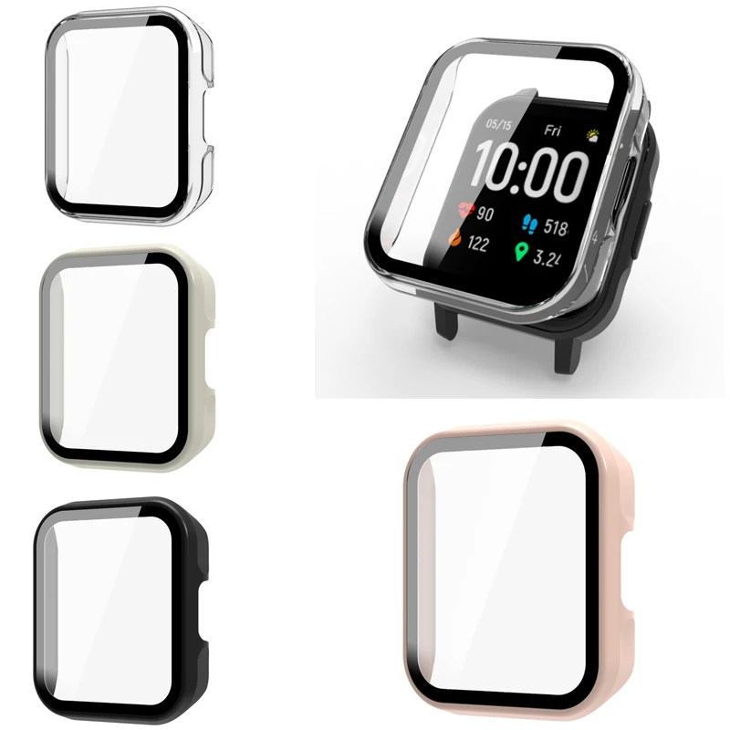 Película protectora de vidrio para reloj inteligente Haylou LS02, carcasa de vidrio duro Edge, accesorios de cubierta protectora