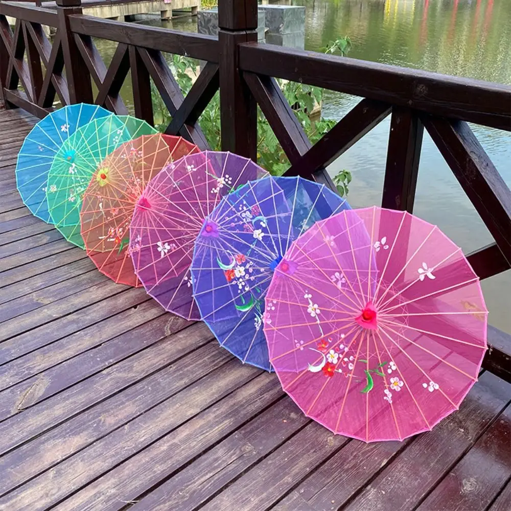 الصينية العتيقة نمط مزيتة ورقة مظلة الحرير 10 ألوان ازياء التصوير مظلة تزيين مظلة أداء الرقص #1