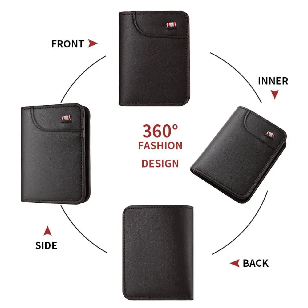 Minimalistische PU-Leder-Retro-Herren-Geldbörse, Schwarz, Kaffee, zweifach, mehrere Taschen, ultradünn, weich, Ausweishalter, Herren und Damen