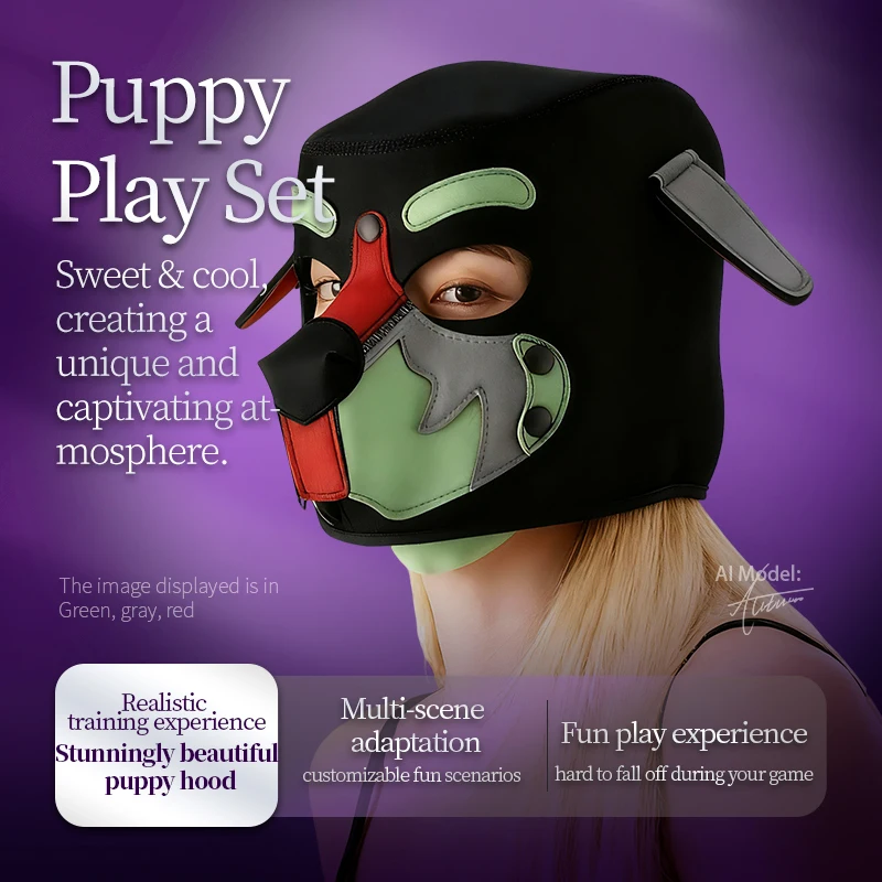 XL taille PU nouveau grand chien couvre-chef visage complet fétiche chiot Cosplay masque capuche pour hommes femmes Halloween jouer fête Sexy Costumes