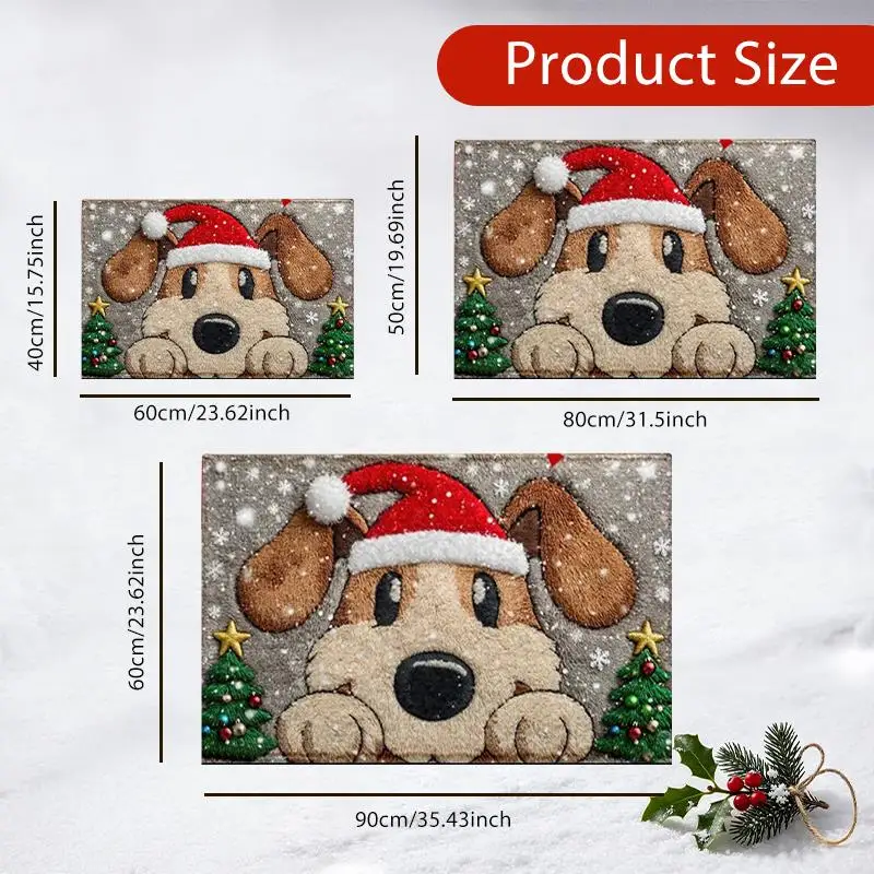 Christmas Door Mat Red Hat Puppy Outdoor Indoor Festival Snowflake Santa Claus Carpet 2026 Merry Christmas Home Decor Foot Mat