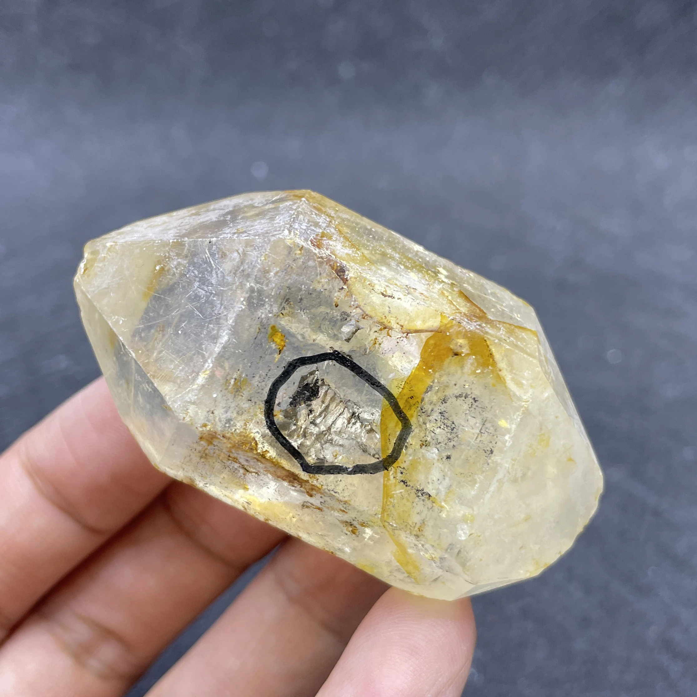 79g Natural Water Bladder Stone Skeletal Crystal Quicksand Mineral Specimen Clear Quartz Raw Rock Healing Madagascar L3