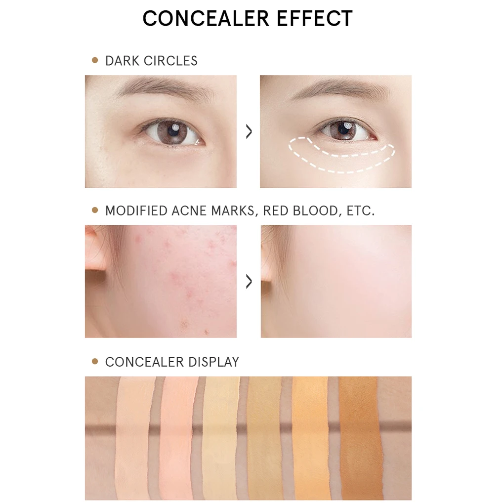 Silky Smooth Concealer Spots Dark Circle Acne Covering Liquid Foundation Waterproof Cosmetics