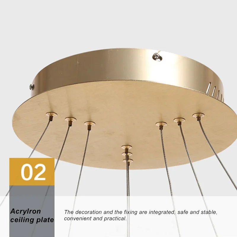 Led Chandelier Suspension For Lamp Living Room Dining Table Kitchen Light Lustre Modern Ring Ceiling Pendants Golden Luminaire