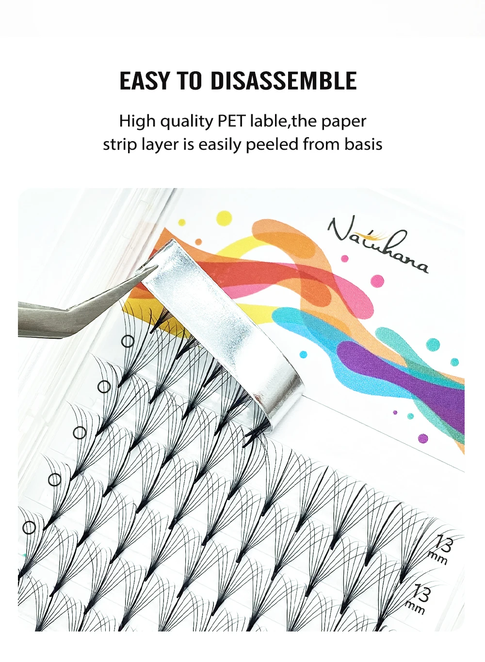 NATUHANA Color Wispy Premade Fans Pointy Base7D 9D Russland Volumen Wimpernverlängerung Einzelwimpern Faux Mink Lash – Detail 11