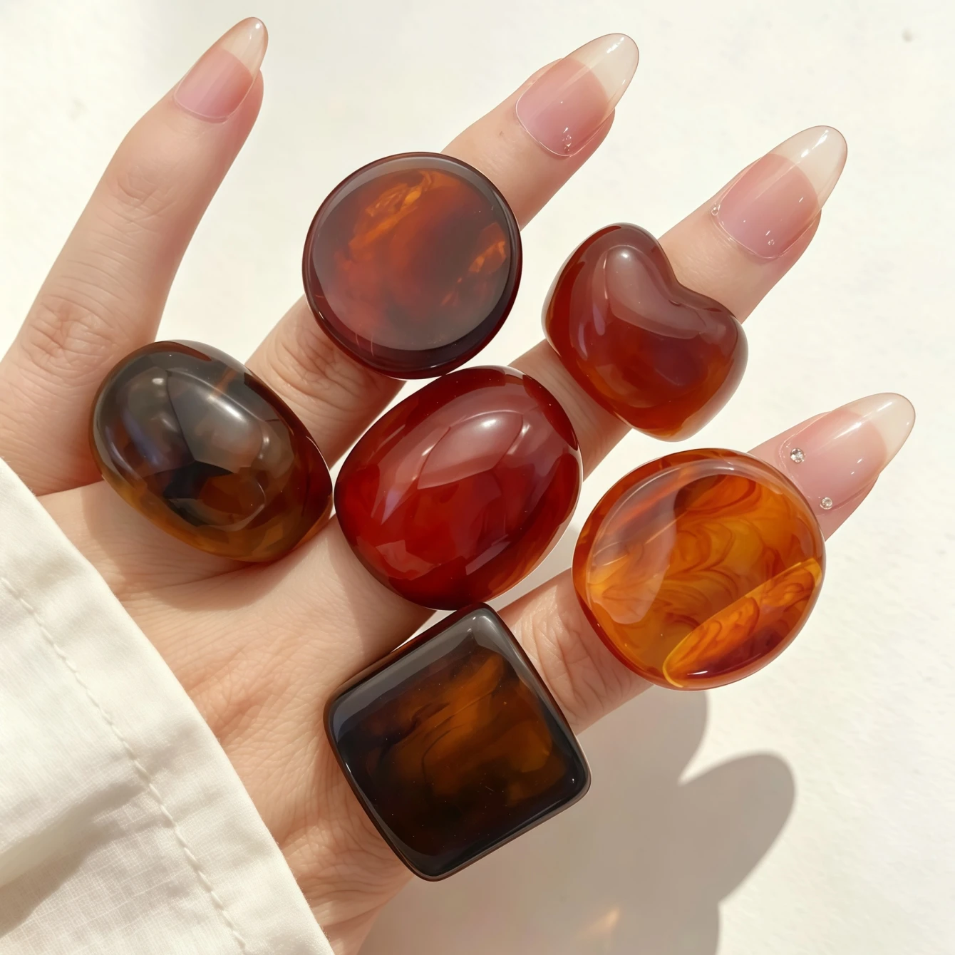 Fashion Colorful Glossy Transparent Resin Rings Mix Style Simple Personality Jewelry Party Gifts