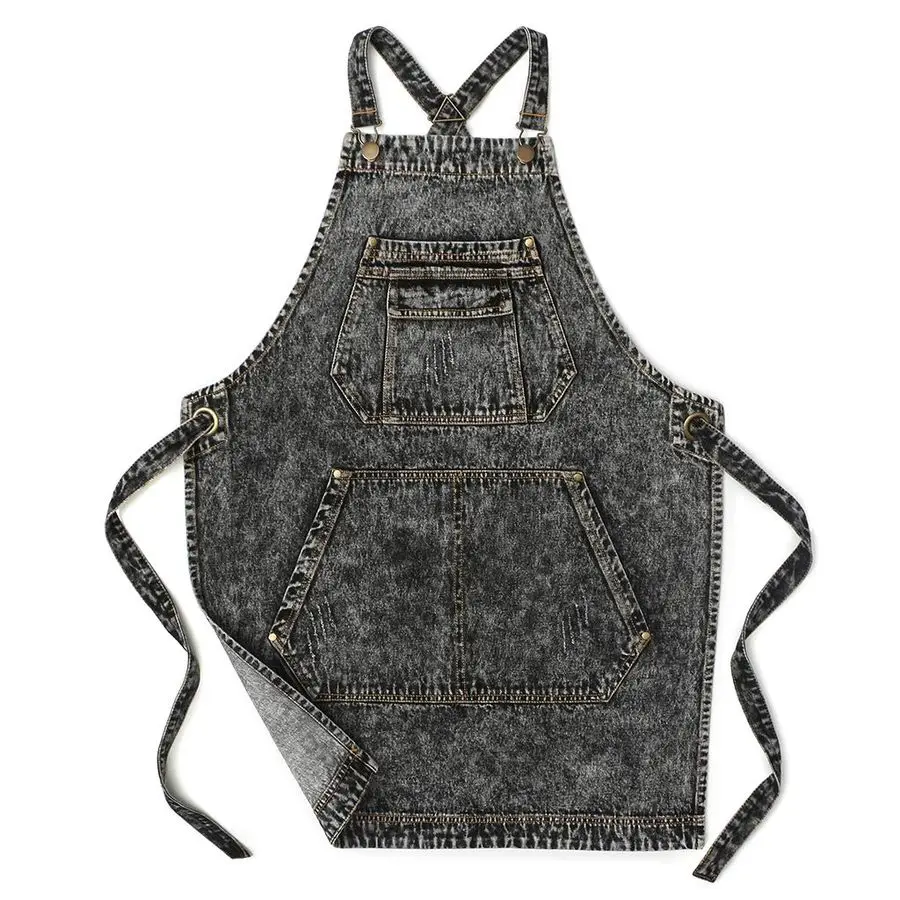 

Denim Apron with Pockets for Hair Stylist Gardening Craftsmen Barista Women Hairdresser Jean Work Apron Cross Straps amp Adjusta