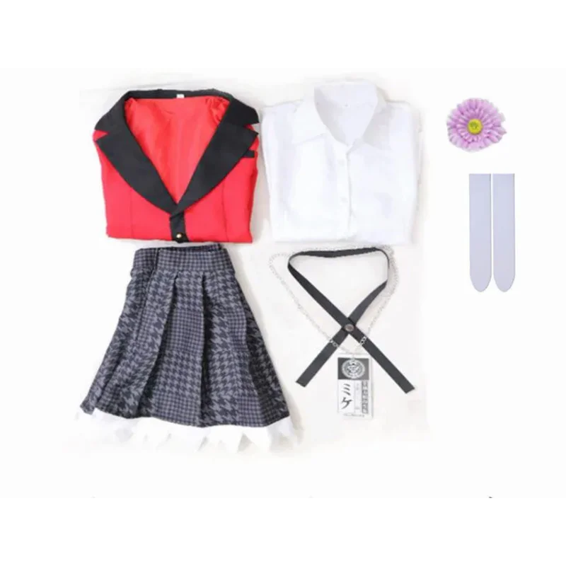 Yumemite Jabami Yumeko تأثيري زي مع شعر مستعار للنساء ، Kakegurui ، مقامر القهري ، حفلة الهالوين