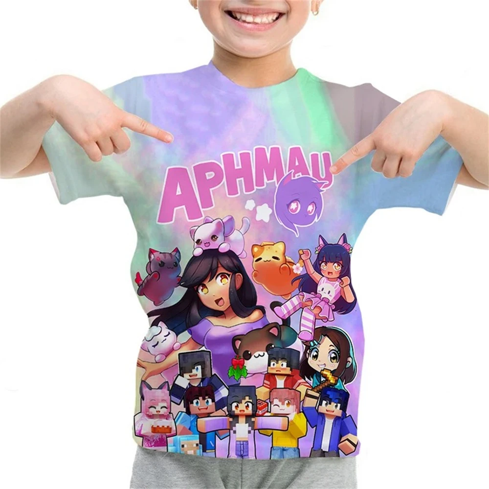 Aphmau 3D Print T Shirt per bambini ragazze Cartoon magliette ragazzi Anime T-Shirt Camiseta Toddler Kawaii Tee top abbigliamento per bambini