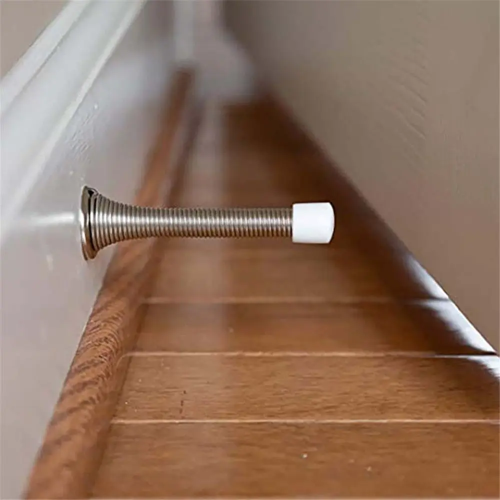 8.5*2.5cm Spring Door Stopper Anti-Collision Noise Canceling Door Crash Pad Wall Protector Durable Metal Handle Guard Stopper