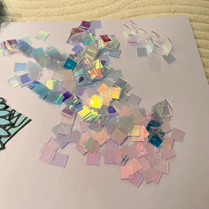 100Pcs Holographic Rainbow Acrylic Sheet Laser Cut Iridescent Color DIY Craft Decor Piece For Art Handmade Wall Ornament Projec