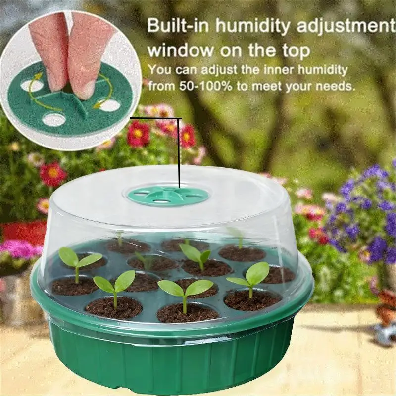 Hot Sale 1Pcs ABS Hydroponic Germination Tray 13-Hole Round Seed Starter Tray With Clear Lid For Seedlings DIY Accessories