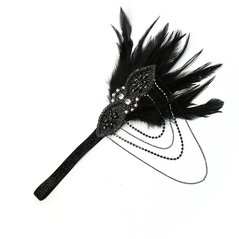 Tassel Chain Women Headband Black Lightweight Soft Hairband Bridal Party Photo Decor Women Hairband Headbands