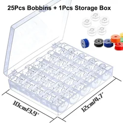 25Pcs Bobbins Clear Sewing Machine Bobbins Spools Empty Bobbins Spools Plastic Storage Box For Home Sewing Accessories Tools