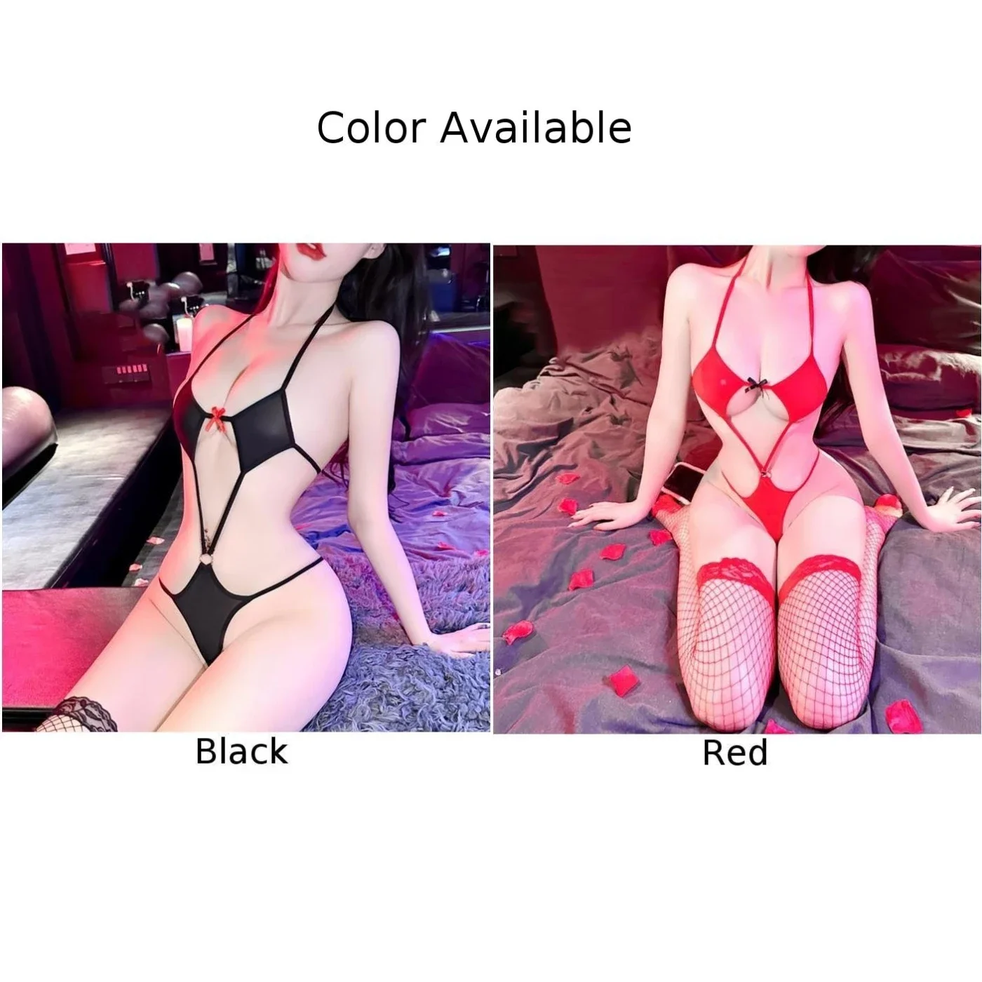 Women Sexy Hollow Out Bodysuit Backless Exposed Buttocks Jumpsuit See Through Leotard Seductive Underwear Erotic Lingerie