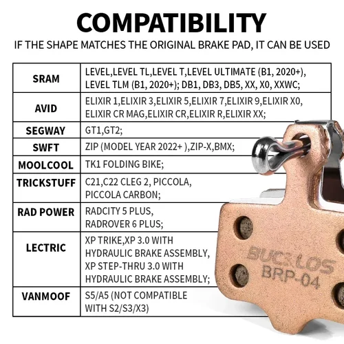 Imagen 2 del producto Pastillas de freno BUCKLOS de Metal sinterizado para bicicleta SRAM AVID, pastillas de freno de disco hidráulico, pastilla de freno metálica para bicicleta, pieza de bicicleta de montaña