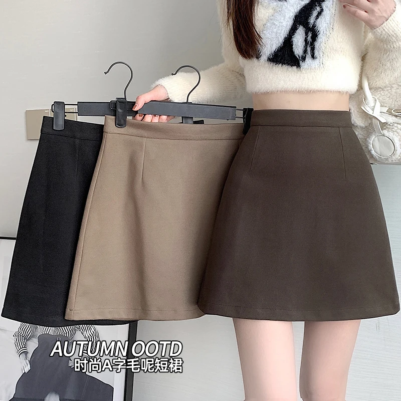 

Autumn Simple Slim Short Skirt Women New High Waist Zipper Casual Mini Skirts Korean Winter Female Fashion Sexy A Line Skirt