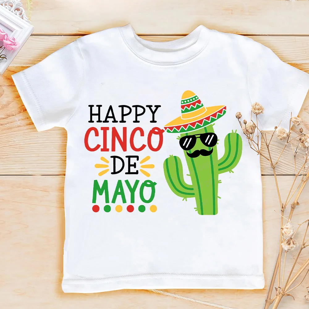 

Happy Cinco De Mayo Print Kids Tshirt Toddler Short Sleeve Shirt Boy Girl Clothes Cinco De Mayo Kid Gift Shirts Children T-shirt