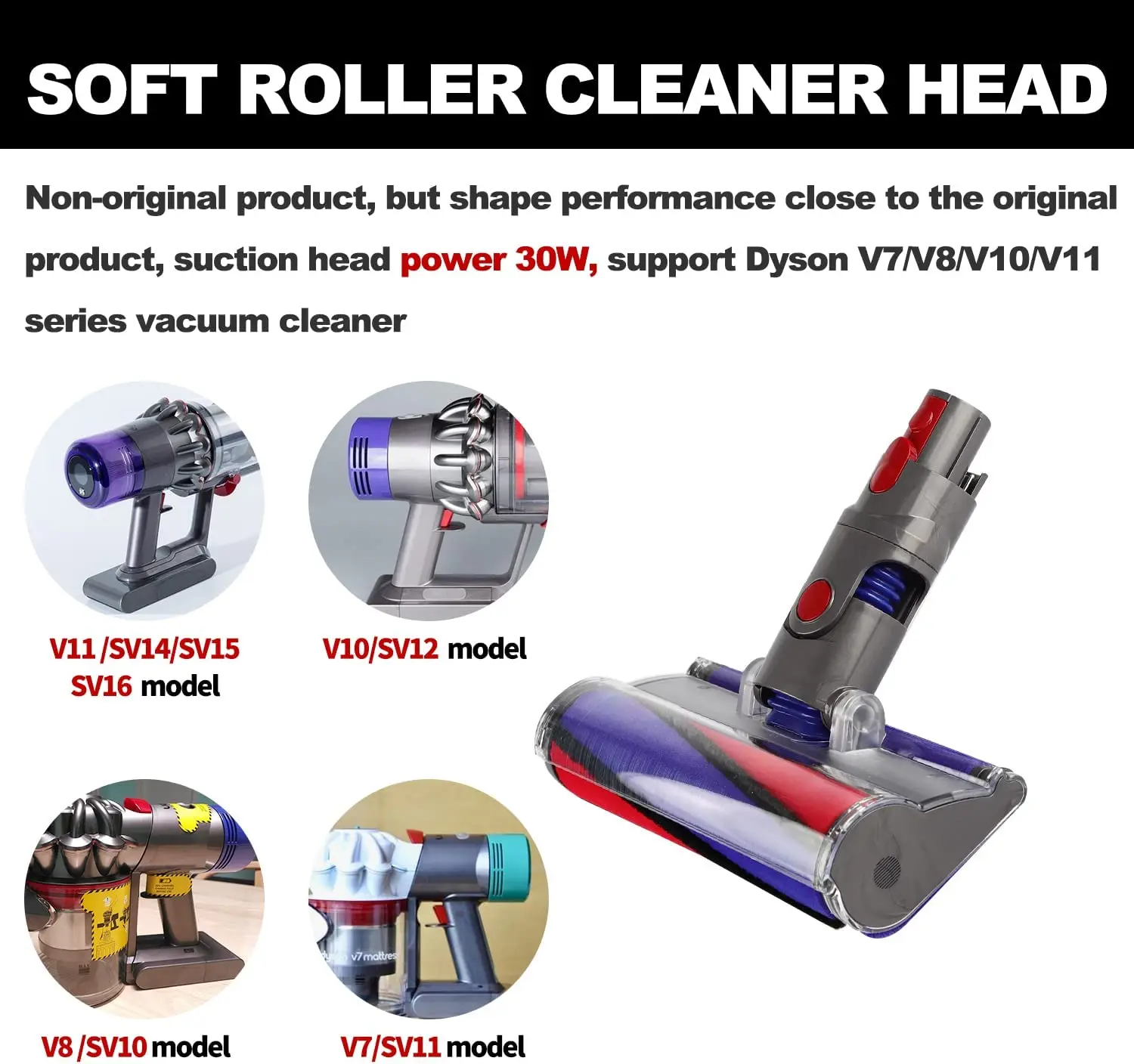 Soft Roller Cleaner Head Replacement Parts for Dyson V7 V8 V10 V11 SV10 SV11 SV12 SV14 SV15 SV16 Cordless Vacuum Cleaner