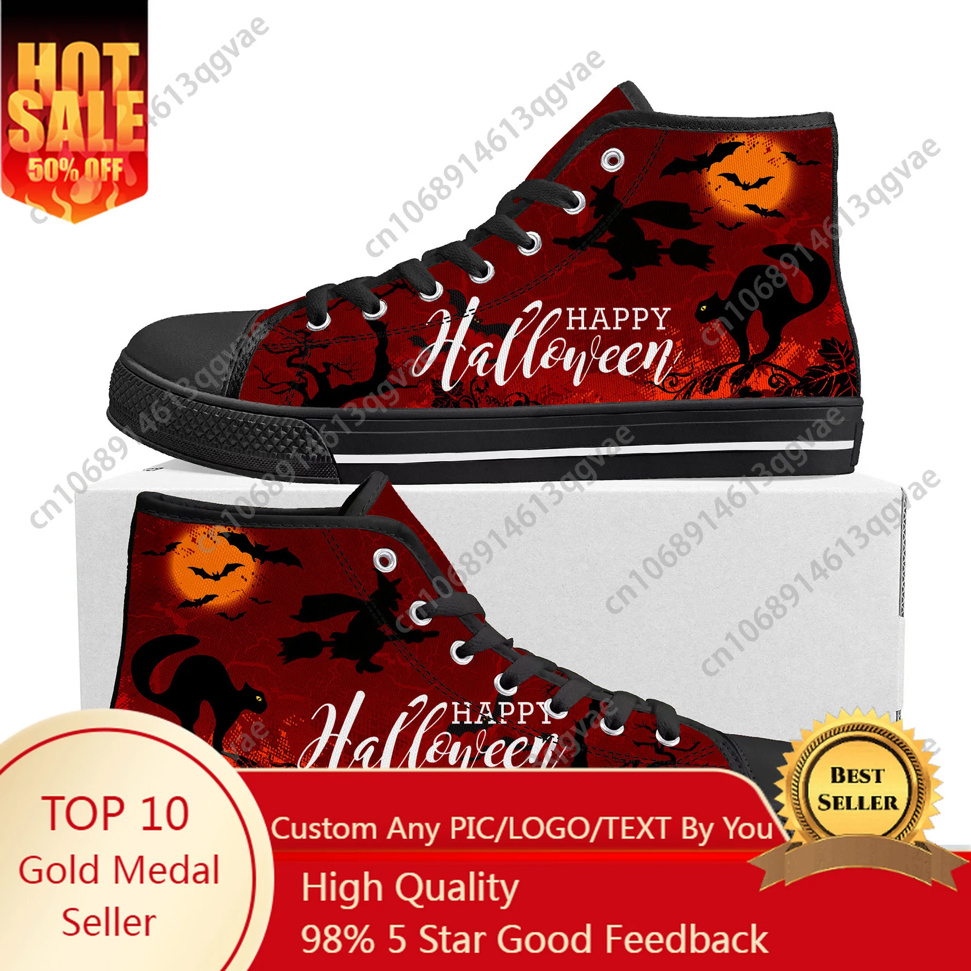 

2025 Halloween Horror Carnival High Top High Quality Sneakers Mens Womens Teenager Canvas Sneaker Custom Made Couple Shoes