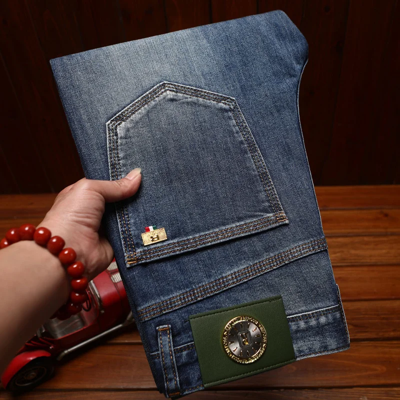

Summer thin light luxury jeans men's slim fit small leg pants elastic casual trend fashionable long pants