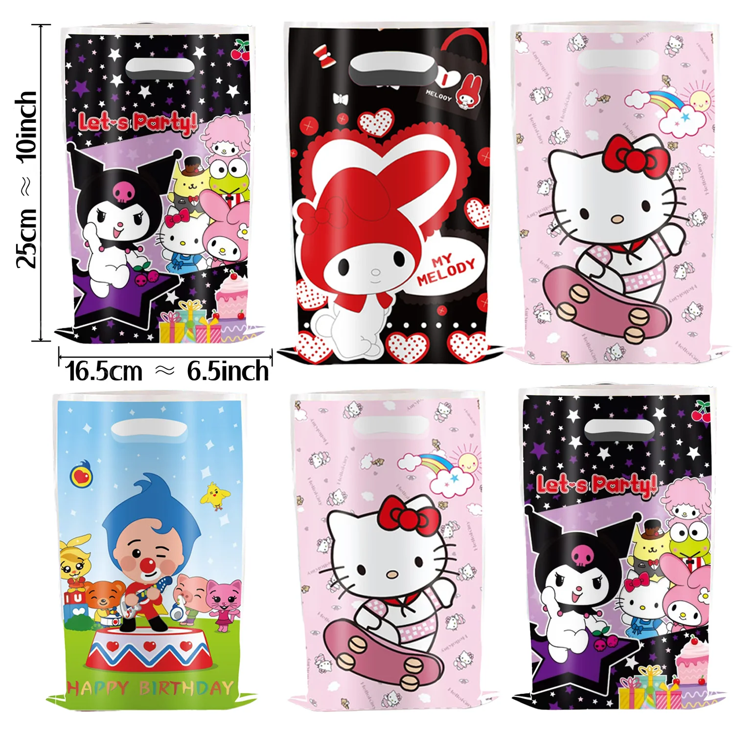 

10pcs/lot Hello Kitty Kuromi Gift Bags Plastic Candy Bag Child Party Loot Bags Boy Girl Kids Birthday Party Favors Supplies Deco