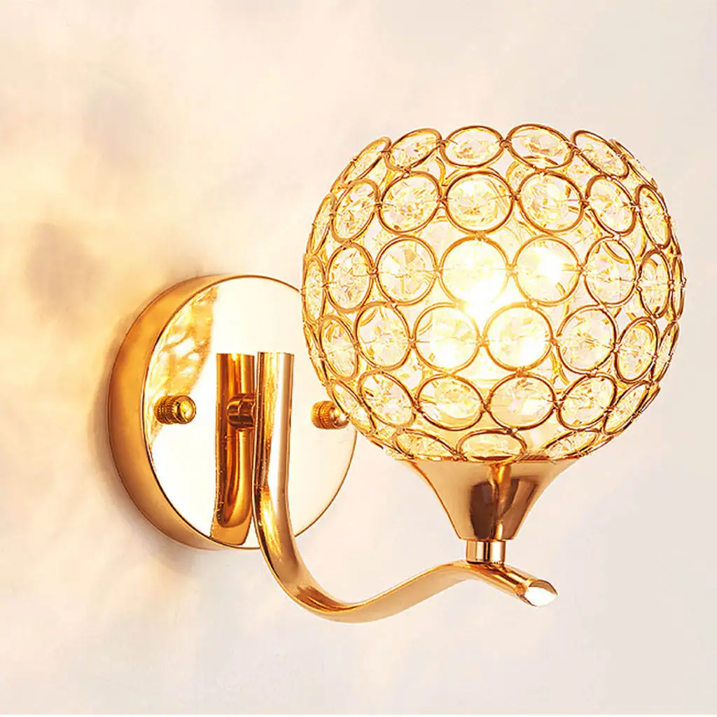 Candelabro de pared de cristal E27, lámpara Simple y creativa para dormitorio, mesita de noche, luces de cristal para decoración del hogar