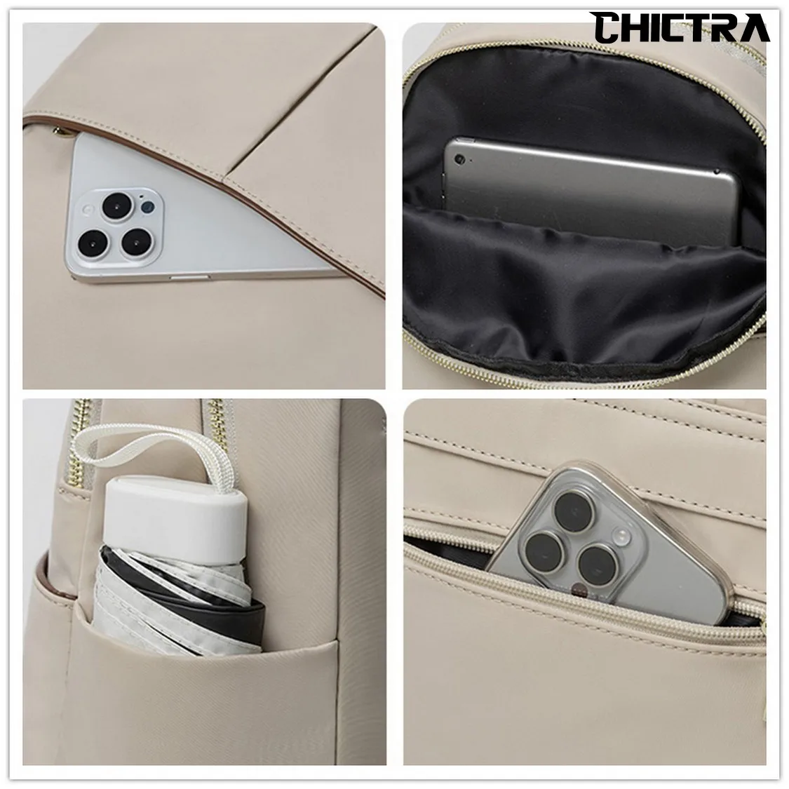 CHICTRA Fashion Backpack Bags for Women Casual Style Lightweight Girl\'s Bookbags Simplicity Solid Color Portable Cabin Travelbag