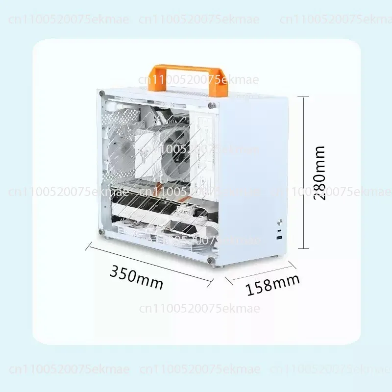 X79 Portable White Mini Computer Case Side Transparent Mainboard Water Cooling Support G80 Power Supply