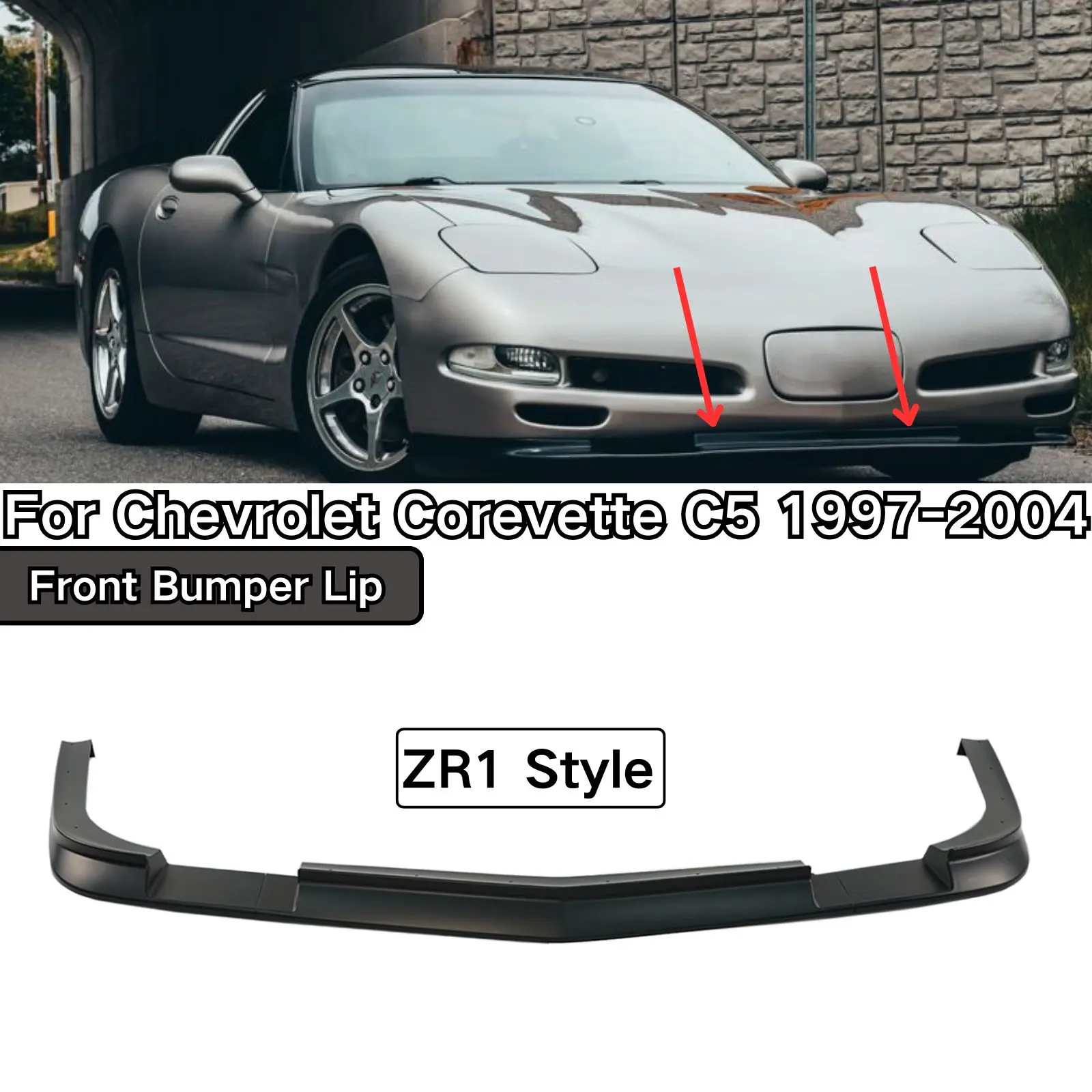 ZR1 نمط الجبهة حافة مصد السيارة لشروليه كورفيت C5 1997 1998-2004 المفسد الفاصل لامع أسود اكسسوارات السيارات طقم الجسم 3 قطعة