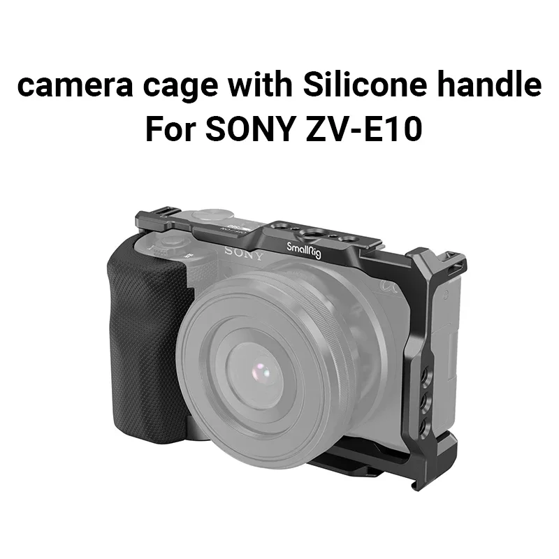 

SmallRig ZV-E10 Cage with Silicone Handle with Cold Shoe and Quick Release Plate for Sony ZV-E10 - 3538B