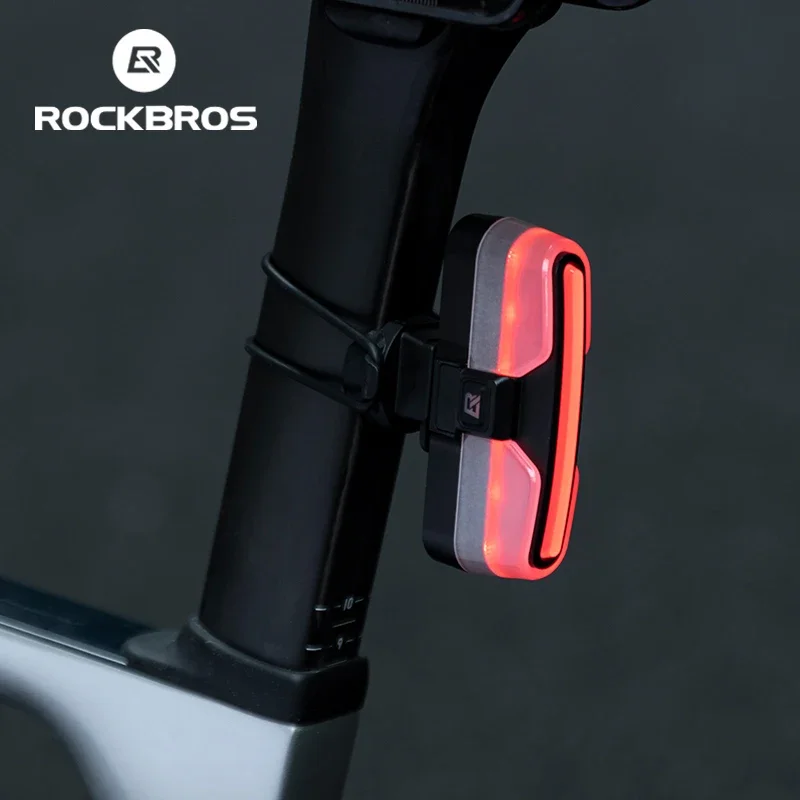 ROCKBROS IPX6 Bike Taillight Bicycle Tail Light Type-C Rechargeable LED Warning Rear Lamp 500mAh Smart Light Flashlight Outdoor