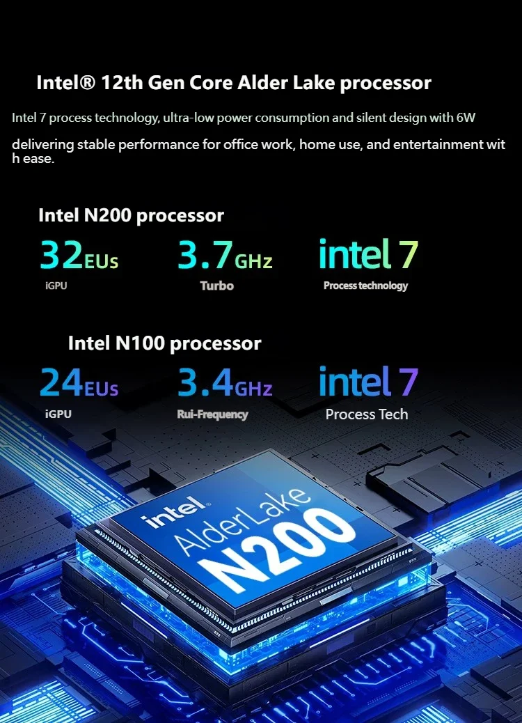 MOREFINE M6 Intel N100/N200 Mini PC DDR5 Dual Channel RAM Dual M.2 SSD Windows 11 Pro WiFi 6 Bluetooth 5.2 Desktop Computer