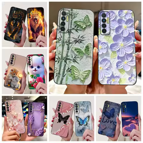 For Tecno Camon 17P Case CG7 CG7n Luxury Flowers Painted Cover Soft TPU Phone Case For Tecno Camon 17 Pro Camon17 P Fundas Coque