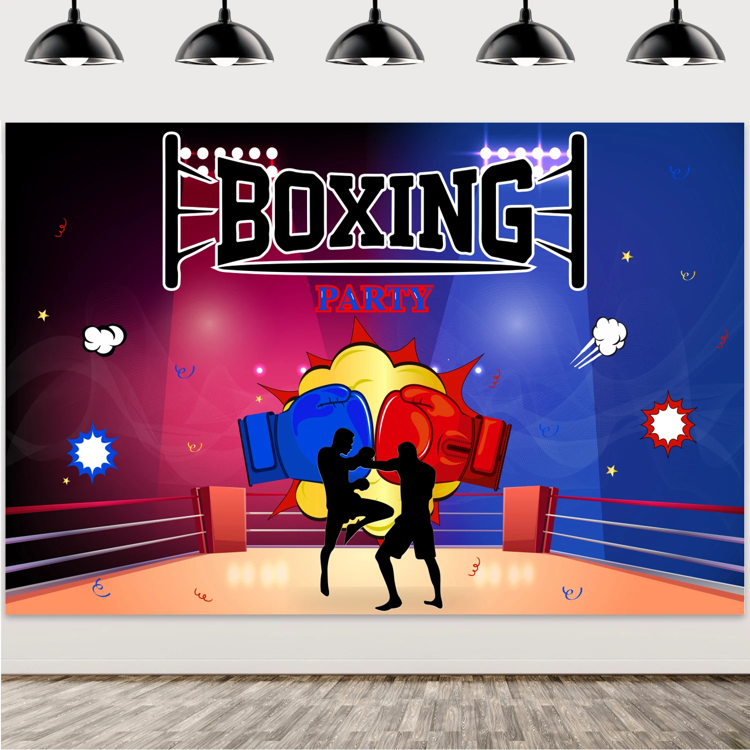 SURPRISE-Boxing Themed Happy Birthday Backdrop Decorations, Home Gym, Boy Men's 1st Birthday Party, Photo Props, Gift Supplies