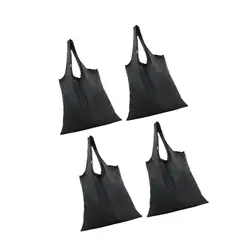 4 Pieces Shopping Bags,Oxford Cloth,Daily Use,Multipurpose,Black Foldable Grocery Bags Storage Bags for Outdoor Travel Indoor