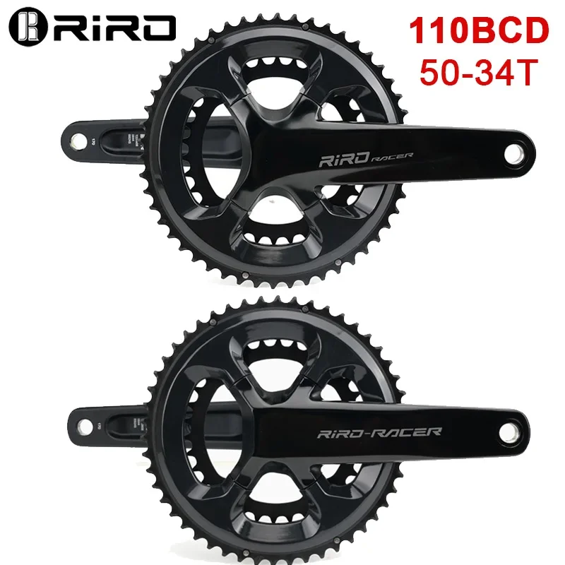 RIRO 11/12S จักรยาน Crankset 110BCD แผนที่จักรยาน Crankset 50-34T Ultralight Hollow ห่วงโซ่คู่ความแข็งแรงสูงขี่จักรยาน Crank ชุด