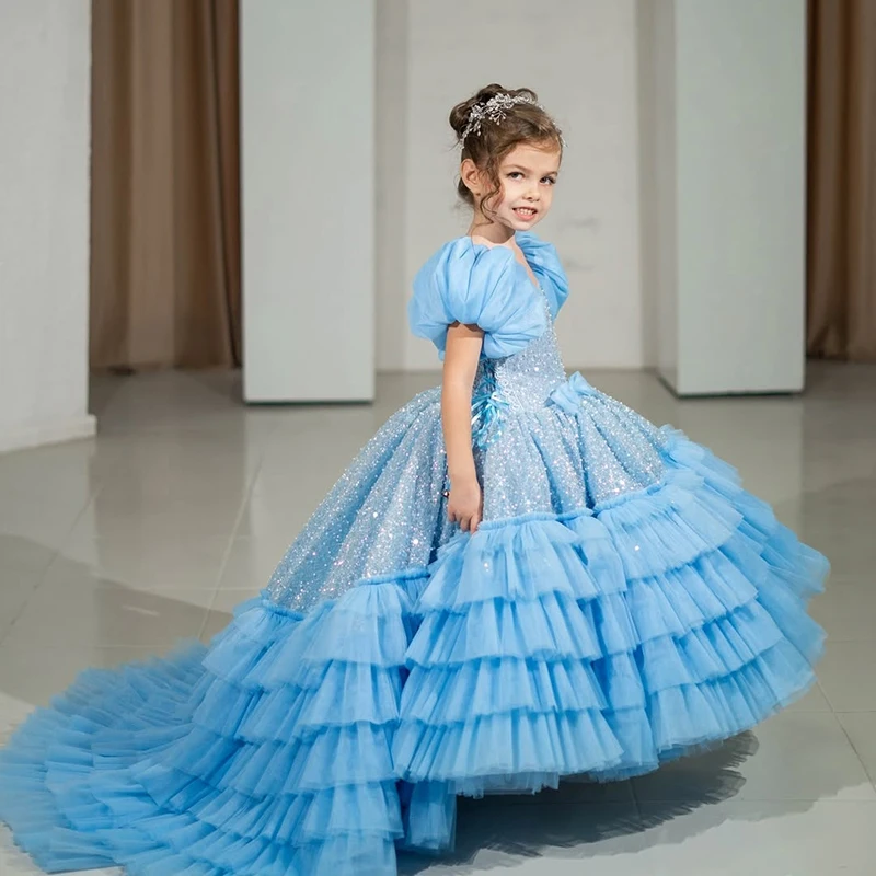 

Eightree Girl Princess Dress Lace Puffy Flower Girl Dresses Sequine Cute Girl Birthday Dress Wedding Party Dress Baby Customized