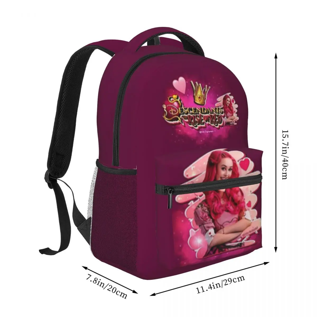 Descendands 4 mochila para meninos e meninas, mochila estudantil de grande capacidade, leve, impermeável, a ascensão do vermelho e rosa