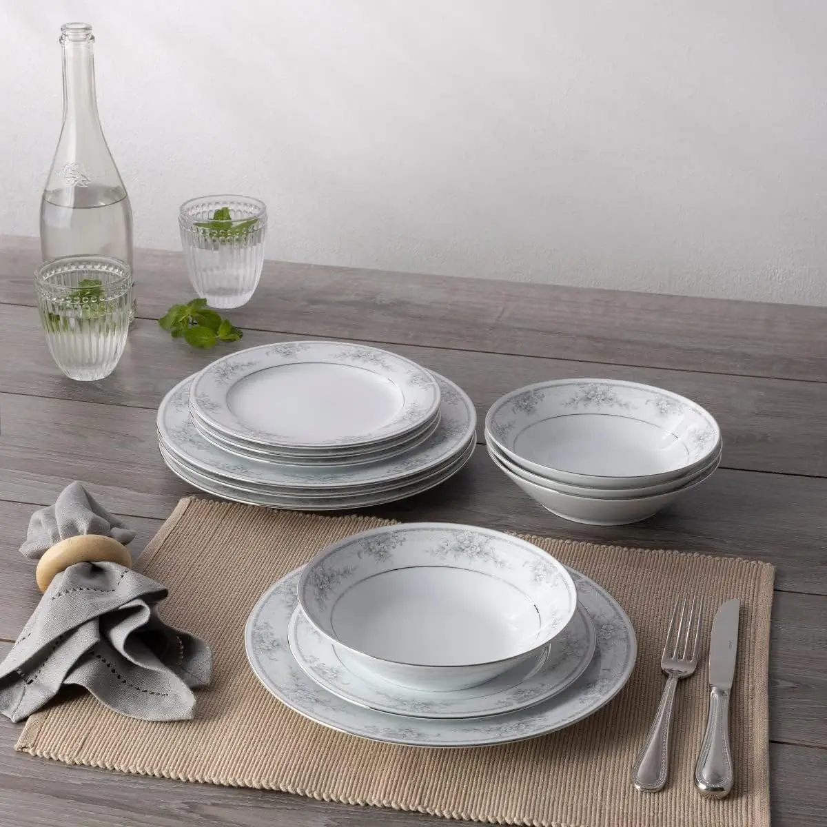 Dinnerware Set, 12 Pieces, Complete Table Service for Four