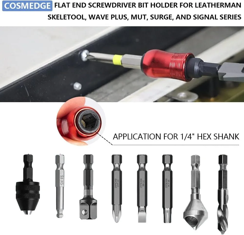 Fit for Leatherman Multi Tool Accessories, Red Flat Bit Extender & Flex Head Ratchet Wrench Adapter, 2 Pack - view 3