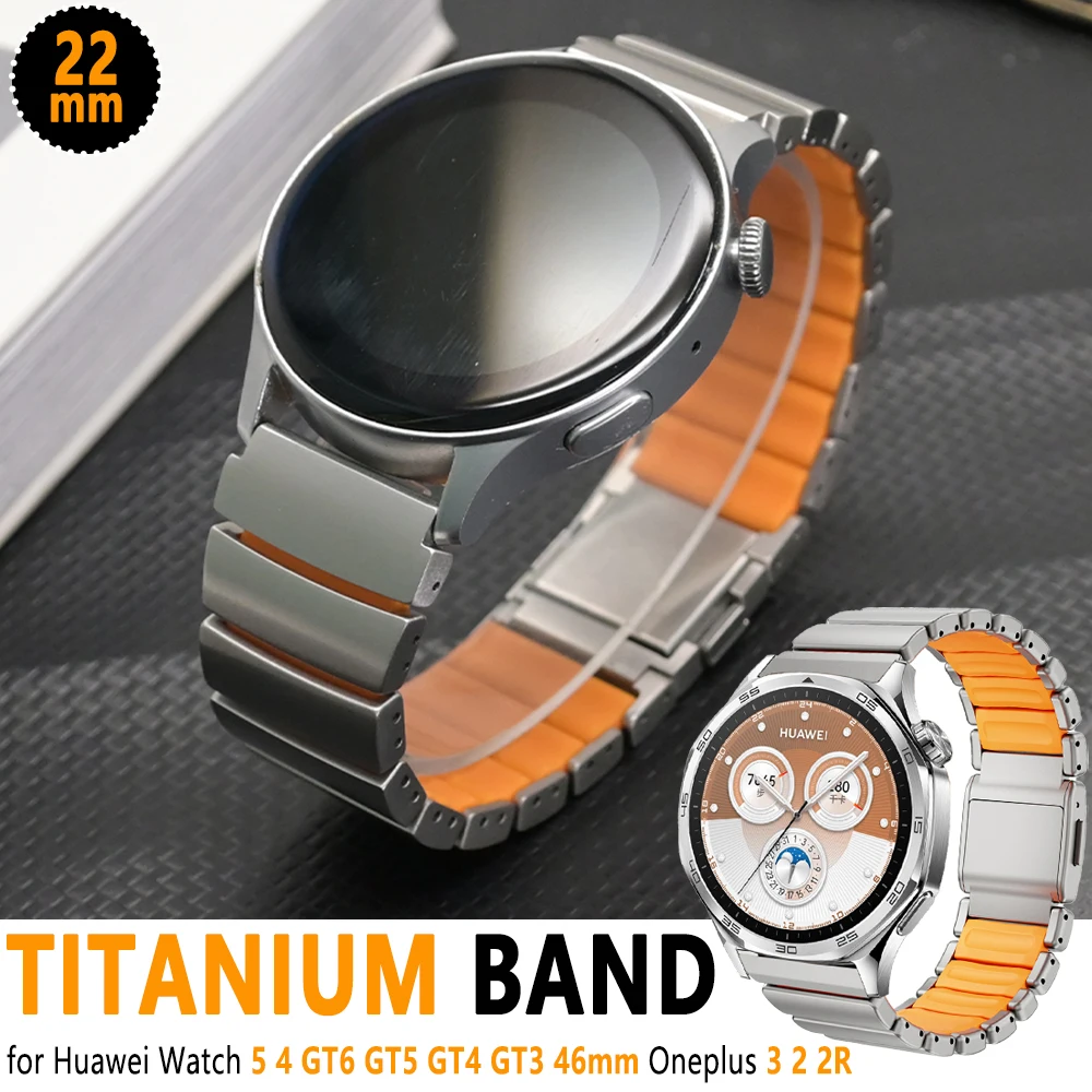 

Титановый ремешок 22 мм для Huawei Watch 5 4 GT 6 6 Pro GT5 4 3 2 46 мм Ultimate Магнитный ремешок для Oneplus Watch 3 2 2R Мужской браслет