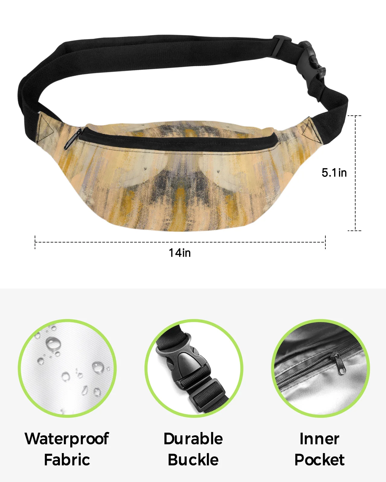 Abstract Modern Retro Texture Waist Bags for Women Man Travel Shoulder Crossbody Chest Bags Waterproof Fanny Pack