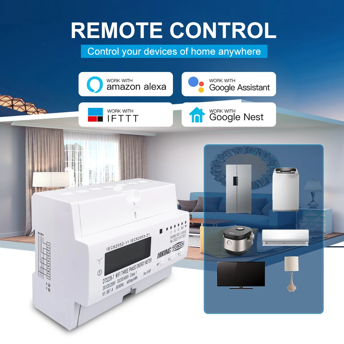 Imagem -03 - Fase 80a Tomzn Tuya Wifi Inteligente Bidirecional Medidor de Energia Temporizador Consumo de Energia Monitor Kwh Interruptor Wattmeter 3*120v 3*220v 3