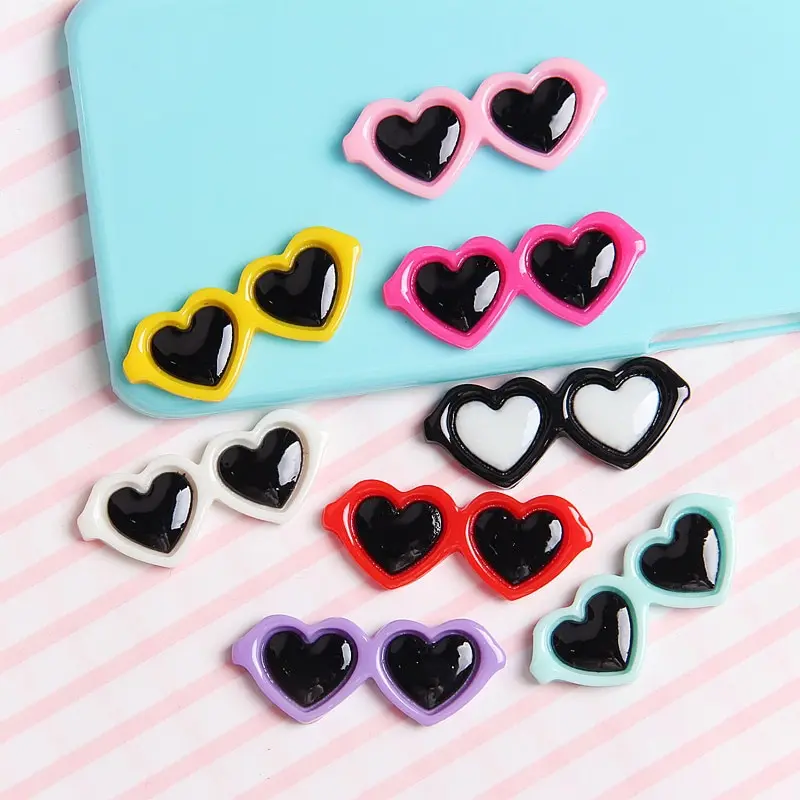 10pcs Heart Miniature Sunglasses Candy Color Frame Doll Glasses Toys Eyewear Doll Eyes Clothes Accessories For Dolls Dress Up