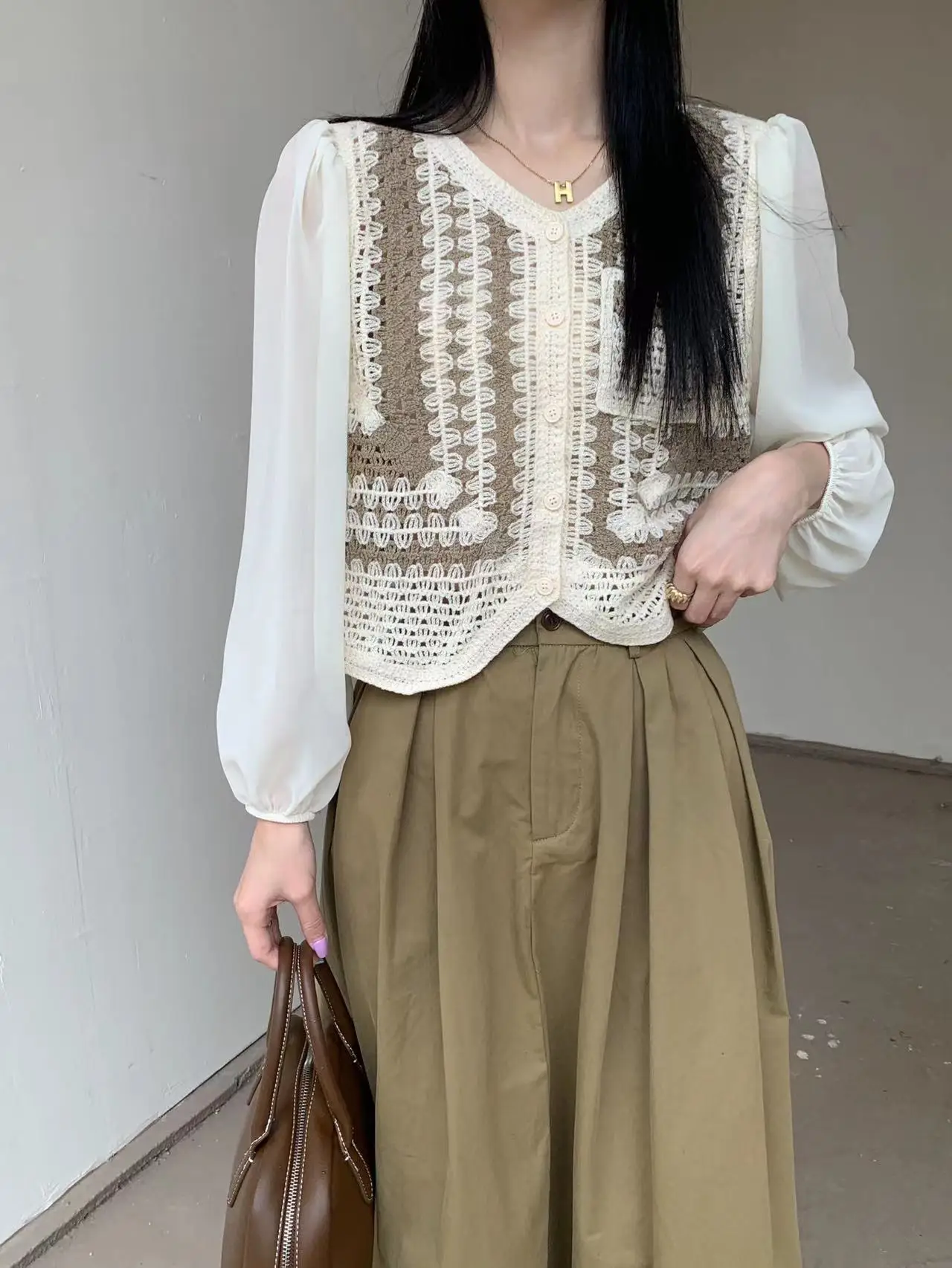 Koreanische Chiffon gestrickte Strickjacke Frauen Langarm lose aushöhlen Sonnenschutz oberteil