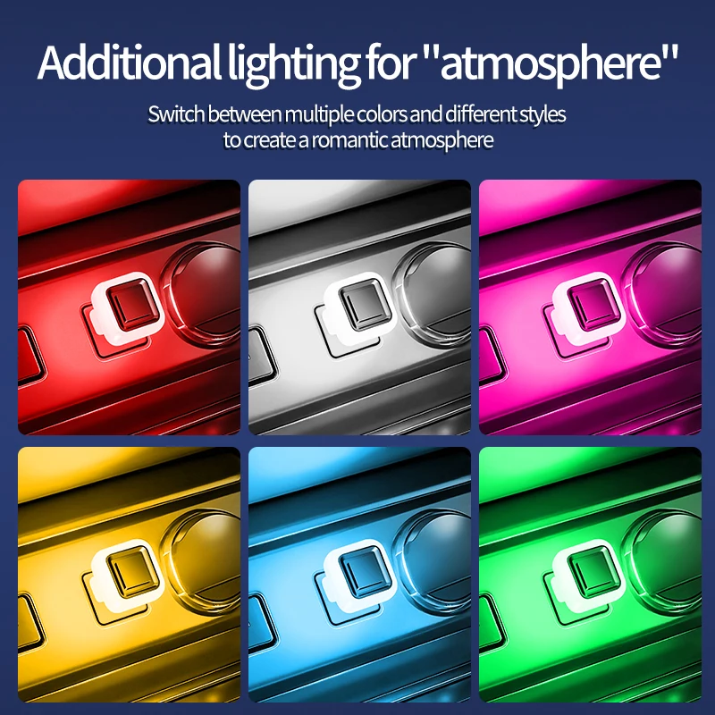 Car Ambient Lighting Interior Mini USB LED Atmosphere Light Decorative Lamp Plug Play Portable Universal Laptop Keyboard Light