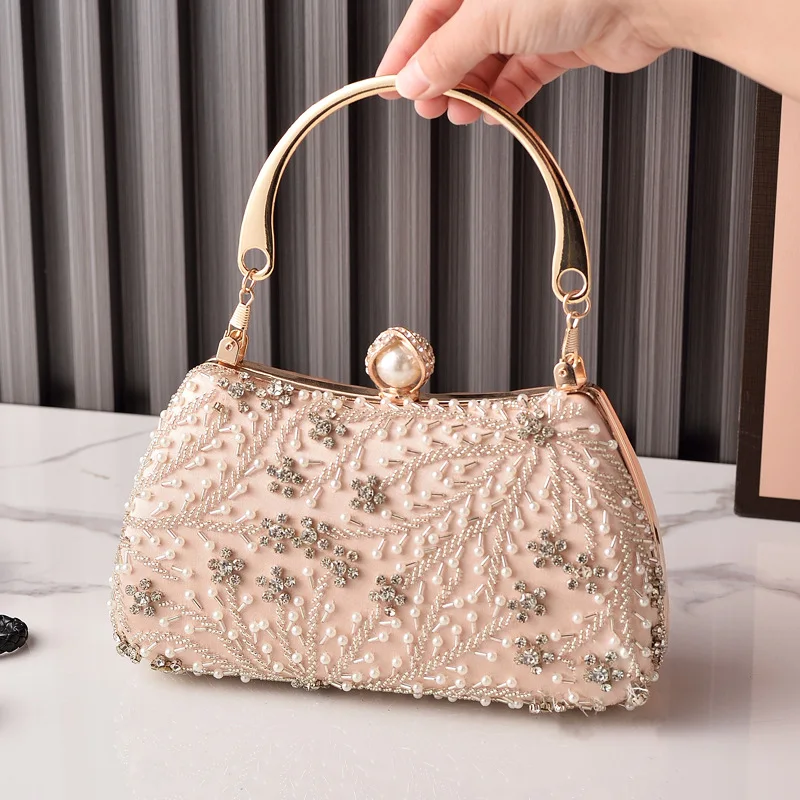 

Women Evening Bag Glitter Shiny Diamonds Square Bag Rhinestones Beads Handmade Handbag Wedding Party Clutch Purse Crossbody Bag