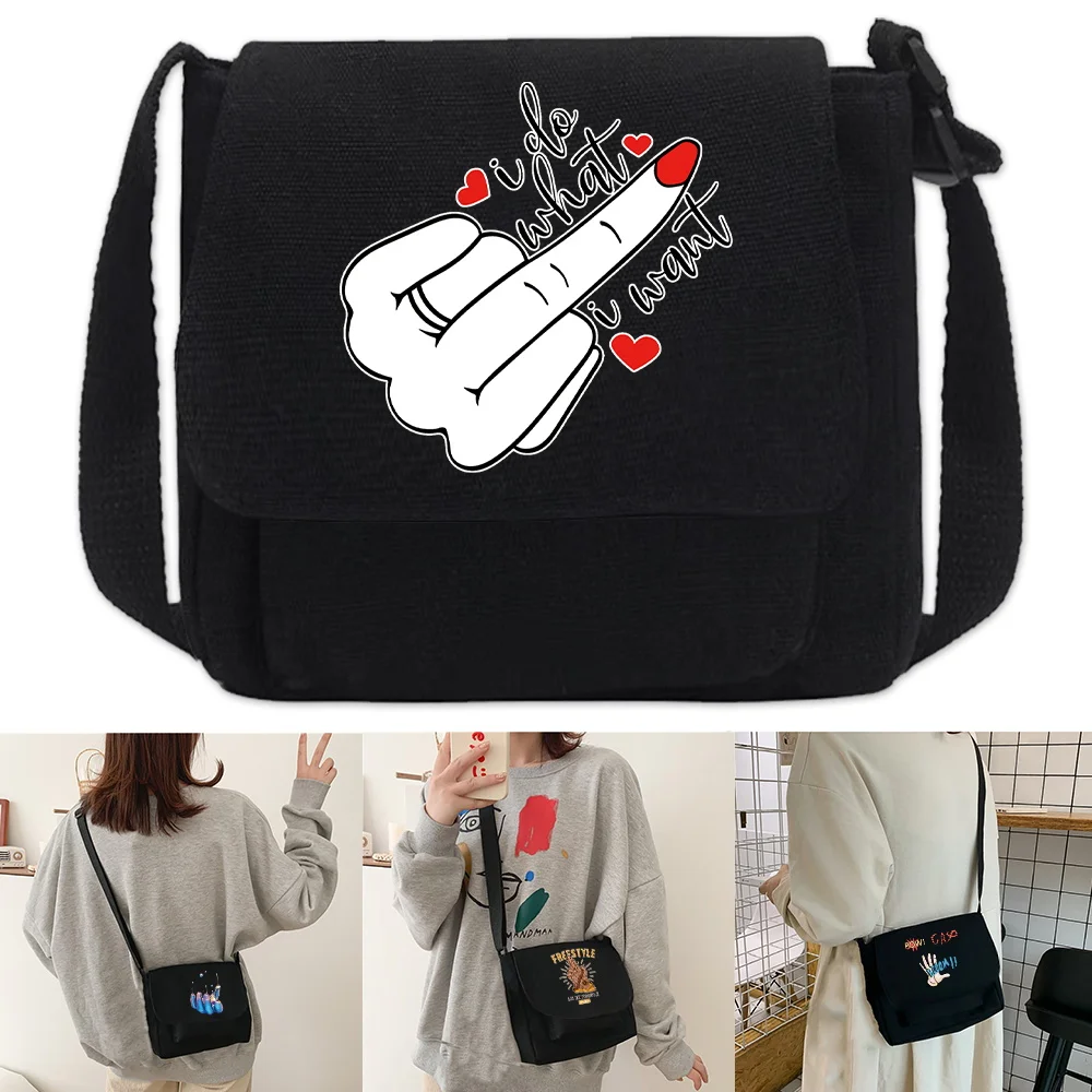 

Organizer 2024 Women Canvas Crossbody Bag Shoulder Shopping Packet Students Youth Casual Wild Messenger Bags Handbag Hand Print